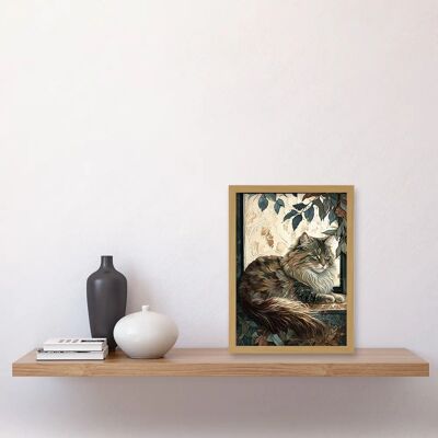 Artery8 - Siberian Cat - A4 - Light Oak - Framed Wall Art Artery8 - Siberian Cat - A4 - Light Oak - Framed Wall Art