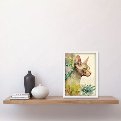 Artery8 - Sphynx Cat Floral Tattoo - A4 - Wall Art Print Artery8 - Sphynx Cat Floral Tattoo - A4 - Wall Art Print