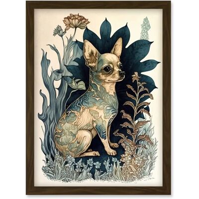 Artery8 - Chihuahua - Floral Pattern Fur Coat - Wall Art Artery8 - Chihuahua - Floral Pattern Fur Coat - Wall Art
