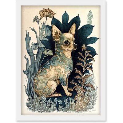Artery8 - Chihuahua Floral Coat - Modern Portrait - Wall Art Artery8 - Chihuahua Floral Coat - Modern Portrait - Wall Art