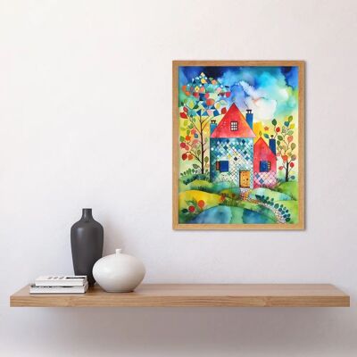 Artery8 - Farmhouse In The Flowers - Framed - Art Print Artery8 - Farmhouse In The Flowers - Framed - Art Print