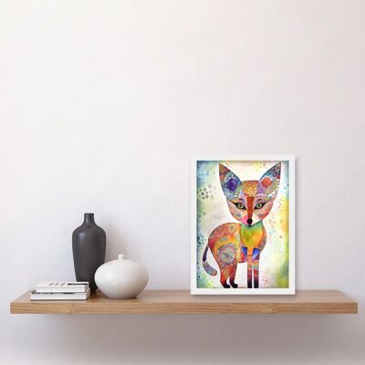 Artery8 - Fox Folk Art Watercolour - A4 - Framed Wall Art Artery8 - Fox Folk Art Watercolour - A4 - Framed Wall Art