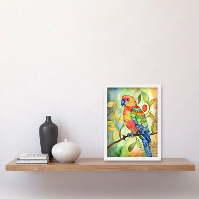 Artery8 - Parrot Bird On Tree Branch - A4 - Wall Art Artery8 - Parrot Bird On Tree Branch - A4 - Wall Art