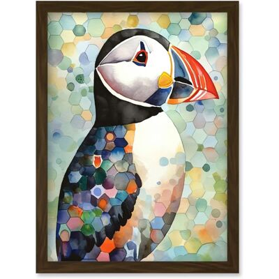 Artery8 Puffin Bird Portrait - Pastel - A4 - Framed - Art print Artery8 Puffin Bird Portrait - Pastel - A4 - Framed - Art print