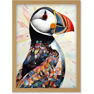 Artery8 - Puffin Folk Art - Multicolour Pattern - Wall Art Artery8 - Puffin Folk Art - Multicolour Pattern - Wall Art