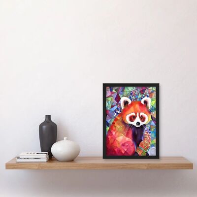 Artery8 - Red Panda Polygon - Framed - A4 - Wall Art Artery8 - Red Panda Polygon - Framed - A4 - Wall Art