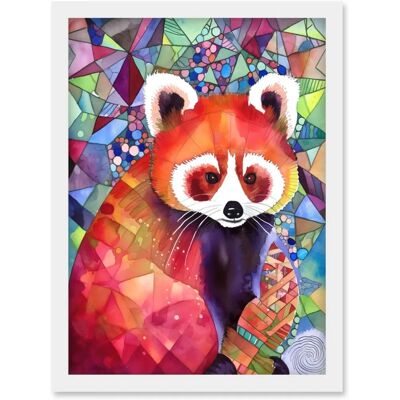 Artery8 - Red Panda Polygon Pattern - Red - Polygon - Framed Wall Art Artery8 - Red Panda Polygon Pattern - Red - Polygon - Framed Wall Art