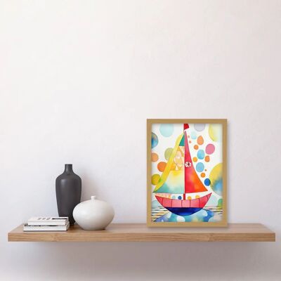 Artery8 - Sailboat At Sunset - A4 - Framed Wall Art Artery8 - Sailboat At Sunset - A4 - Framed Wall Art