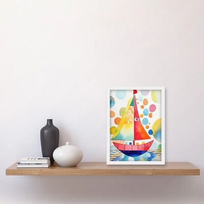 Artery8 Sailboat At Sunset - A4 - Framed - Wall art print Artery8 Sailboat At Sunset - A4 - Framed - Wall art print