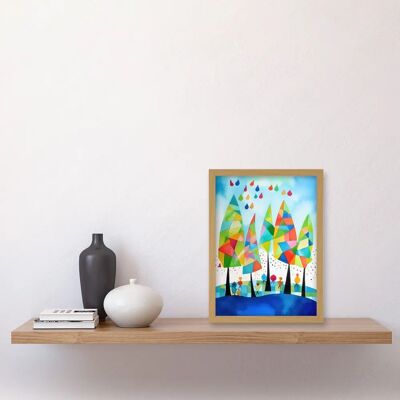 Artery8 - Abstract Autumn Trees - A4 - Light Oak - Framed Wall Art Artery8 - Abstract Autumn Trees - A4 - Light Oak - Framed Wall Art