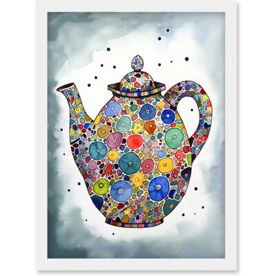 Artery8 - Colourful Teapot Folk Art - A4 - Framed - Wall Art Print Artery8 - Colourful Teapot Folk Art - A4 - Framed - Wall Art Print