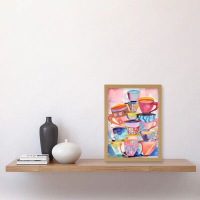 Artery8 - Abstract Kitchen Cups Saucers - Framed Wall Art Print Artery8 - Abstract Kitchen Cups Saucers - Framed Wall Art Print