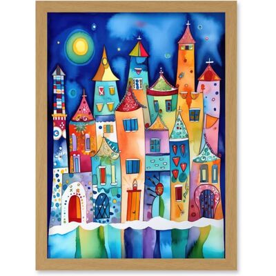 Artery8 - Midnight Abstract Folk Art - A4 - Oak - Art Print Artery8 - Midnight Abstract Folk Art - A4 - Oak - Art Print