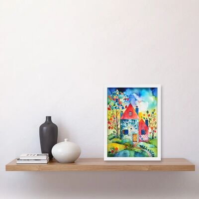 Artery8 - Farmhouse In The Flowers - Framed - Wall Art Artery8 - Farmhouse In The Flowers - Framed - Wall Art