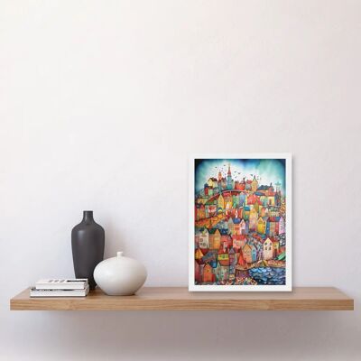 Artery8 - Abstract Fishing Village - Framed - Wall Art Print Artery8 - Abstract Fishing Village - Framed - Wall Art Print