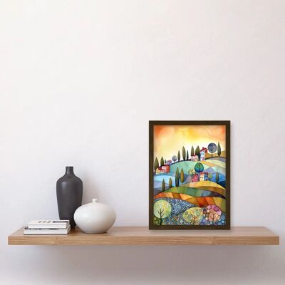 Artery8 - Italian Countryside - Brown - A4 - Wall Art Artery8 - Italian Countryside - Brown - A4 - Wall Art