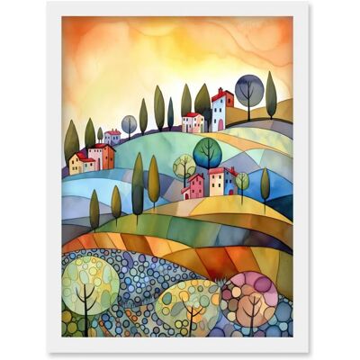 Artery8 - Italian Countryside - Framed - White - Wall Art Artery8 - Italian Countryside - Framed - White - Wall Art