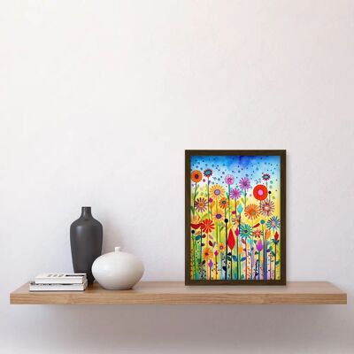 Artery8 - Tall Mixed Flowers - Brown - A4 - Wall Art Artery8 - Tall Mixed Flowers - Brown - A4 - Wall Art