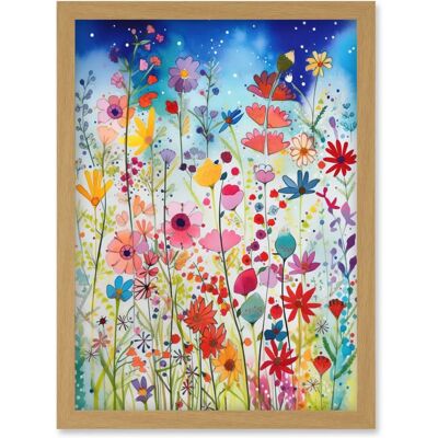 Artery8 - Summer Wildflower Meadow - Framed Wall Art - A4 - Light Oak Artery8 - Summer Wildflower Meadow - Framed Wall Art - A4 - Light Oak