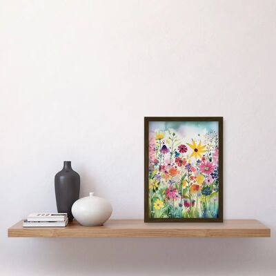Artery8 - Bright Wildflower - Brown - A4 - Wall Art Artery8 - Bright Wildflower - Brown - A4 - Wall Art