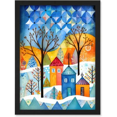 Artery8 Abstract Winter Snowfall - Black - A4 - Framed Wall Art Artery8 Abstract Winter Snowfall - Black - A4 - Framed Wall Art