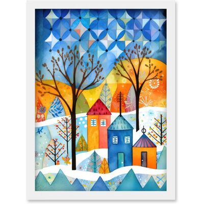 Artery8 - Abstract Winter Snowfall - White - A4 - Framed Wall Art Artery8 - Abstract Winter Snowfall - White - A4 - Framed Wall Art