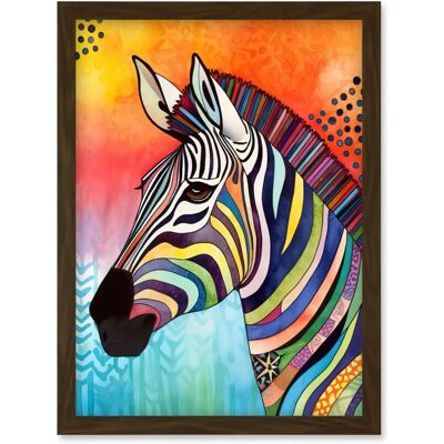Artery8 Zebra Folk Art - Multicoloured - A4 - Wall art print Artery8 Zebra Folk Art - Multicoloured - A4 - Wall art print