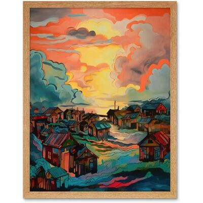 Artery8 - Clouds Over Mono Village - Mono - 12x16 - Poster Artery8 - Clouds Over Mono Village - Mono - 12x16 - Poster