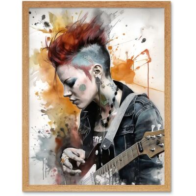 Artery8 - Punk Woman Mohawk - Electric Guitar - Art Print Artery8 - Punk Woman Mohawk - Electric Guitar - Art Print