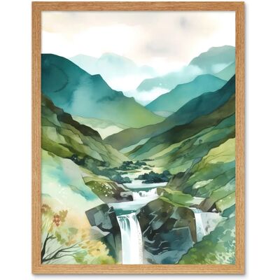 Artery8 - River Cascades - 12x16 - Light Oak - Art Print Artery8 - River Cascades - 12x16 - Light Oak - Art Print