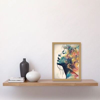 Artery8 Sensual Woman Female Profile Portrait - Soft Pastel Colour - A4 - Light Oak - Wall Art Artery8 Sensual Woman Female Profile Portrait - Soft Pastel Colour - A4 - Light Oak - Wall Art