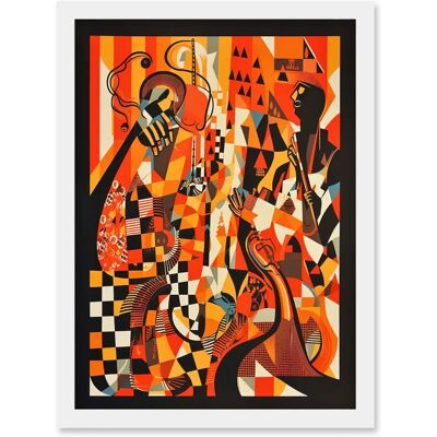 Artery8 - Jazz Band Abstract Art - A4 - Framed - Wall Art Artery8 - Jazz Band Abstract Art - A4 - Framed - Wall Art