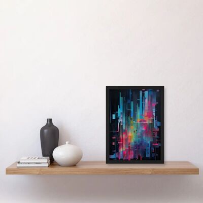 Artery8 Neon Lines Cityscape - A4 - Framed Wall Art Artery8 Neon Lines Cityscape - A4 - Framed Wall Art