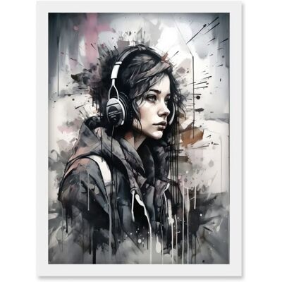 Artery8 - Teenager Girl in Black Hoodie - Wall art print Artery8 - Teenager Girl in Black Hoodie - Wall art print