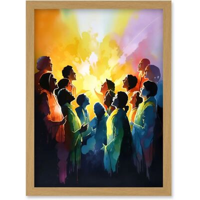 Artery8 - Choir Women Singing by Bonfire - A4 - Framed - Wall Art Print Artery8 - Choir Women Singing by Bonfire - A4 - Framed - Wall Art Print