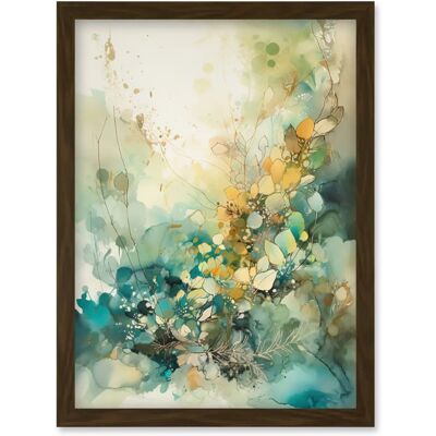 Artery8 - Wild Plant Flora - Teal Blue - Orange - Wall Art Artery8 - Wild Plant Flora - Teal Blue - Orange - Wall Art