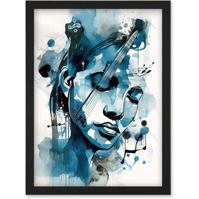 Artery8 - Melody Muse - Midnight Blue - Watercolour Painting Artery8 - Melody Muse - Midnight Blue - Watercolour Painting