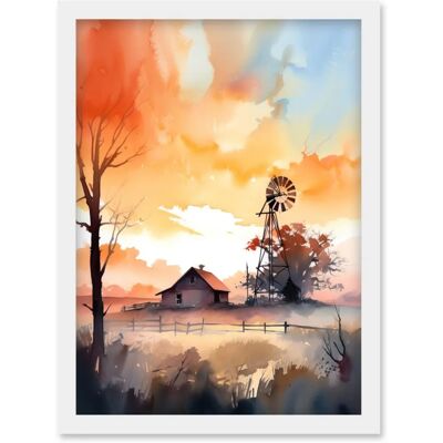 Artery8 - Sunrise Clouds Countryside - A4 - Framed - Art Artery8 - Sunrise Clouds Countryside - A4 - Framed - Art