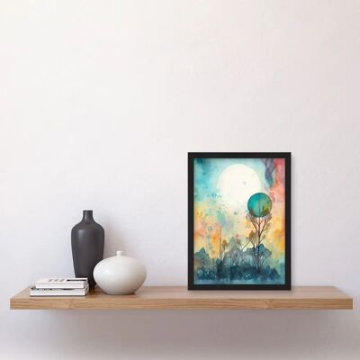 Artery8 Winter Forest Landscape Dreamland - A4 - Framed - Watercolour Wall Art Print Artery8 Winter Forest Landscape Dreamland - A4 - Framed - Watercolour Wall Art Print