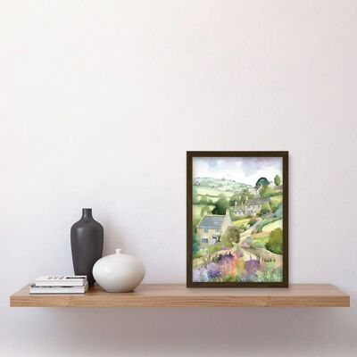 Artery8 - Countryside Spring Landscape - Watercolour - A4 - Wall Art Print Artery8 - Countryside Spring Landscape - Watercolour - A4 - Wall Art Print