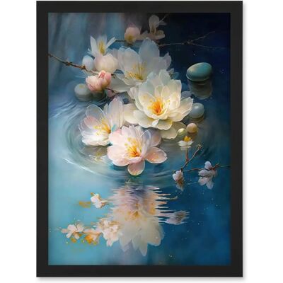 Artery8 - Cherry Blossom Water Ripples - A4 - Framed Wall Art Artery8 - Cherry Blossom Water Ripples - A4 - Framed Wall Art