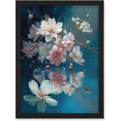 Artery8 - Cherry Blossom Branch Over Water - Framed Artery8 - Cherry Blossom Branch Over Water - Framed