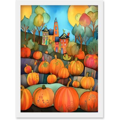 Artery8 - Farm House Pumpkin Patch - Watercolour - Wall Art Artery8 - Farm House Pumpkin Patch - Watercolour - Wall Art