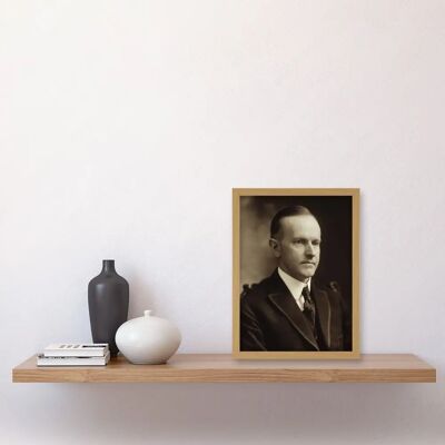 Artery8 - Calvin Coolidge Portrait - Light Oak - Wall Art Artery8 - Calvin Coolidge Portrait - Light Oak - Wall Art