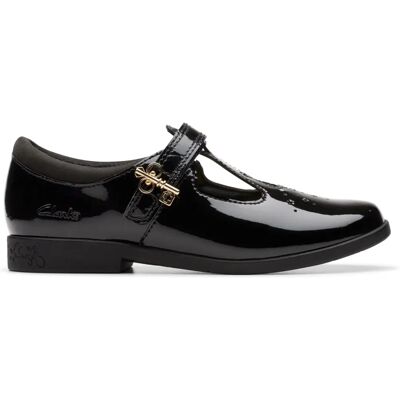 Clarks Mädchenschuhe Lock Shine T-Bar - Schwarz - Größe 13 Clarks Mädchenschuhe Lock Shine T-Bar - Schwarz - Größe 13