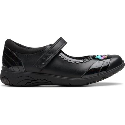 Clarks Relda Spark K Oxford Płaski czarna skóra Clarks Relda Spark K Oxford Płaski czarna skóra