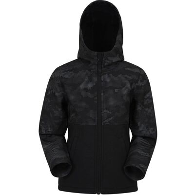 Mountain Warehouse Kinderen Exodus Camo Softshell Jas - Zwart - 5-6 jaar Mountain Warehouse Kinderen Exodus Camo Softshell Jas - Zwart - 5-6 jaar