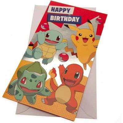 Pokemon Bulbasaur Charmander Pikachu Squirtle - Syntymäpäiväkortti Pokemon Bulbasaur Charmander Pikachu Squirtle - Syntymäpäiväkortti