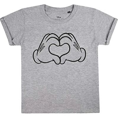 Disney Mädchen Liebe Hände Mickey Mouse T-Shirt - Grau Marmor - Kinder Disney Mädchen Liebe Hände Mickey Mouse T-Shirt - Grau Marmor - Kinder