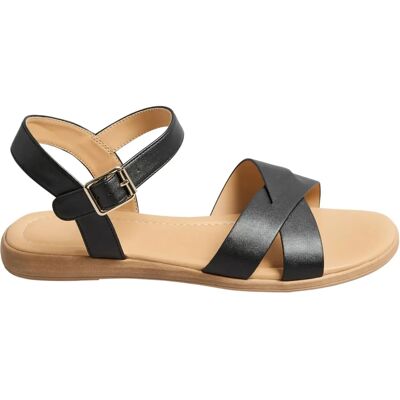 Yours Black Cross Strap Sandals - Extra Wide Fit Yours Black Cross Strap Sandals - Extra Wide Fit